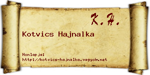 Kotvics Hajnalka névjegykártya